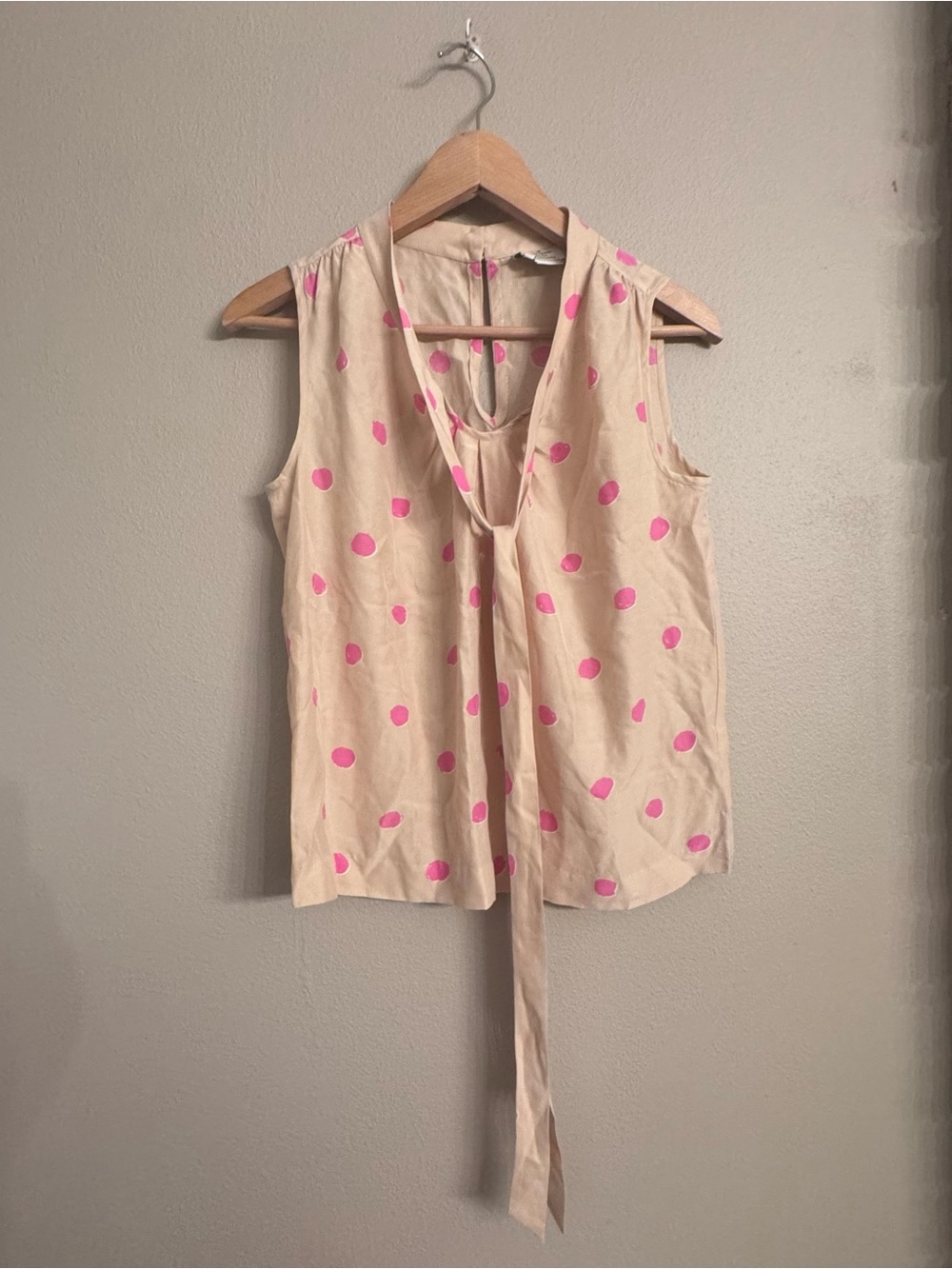 KATE SPADE Polka Dot Tie-Neck Top